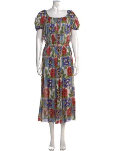 Pre-owned Chanel 2015 Midi Length Dress W/ Tags In Blue