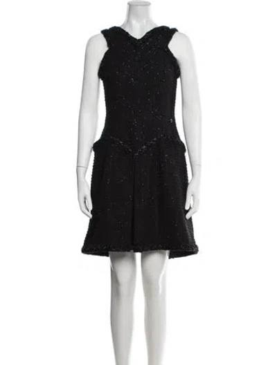 Pre-owned Chanel 2015 Mini Dress In Black