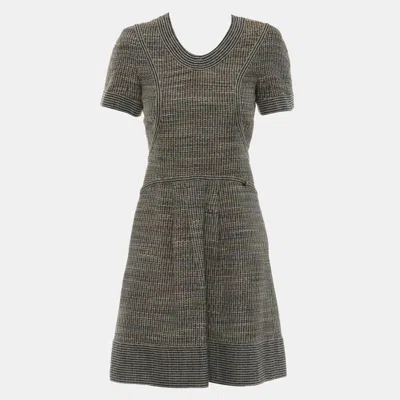 Pre-owned Chanel 2015 Multicolor Tweed Short-sleeve Day Dress Size S