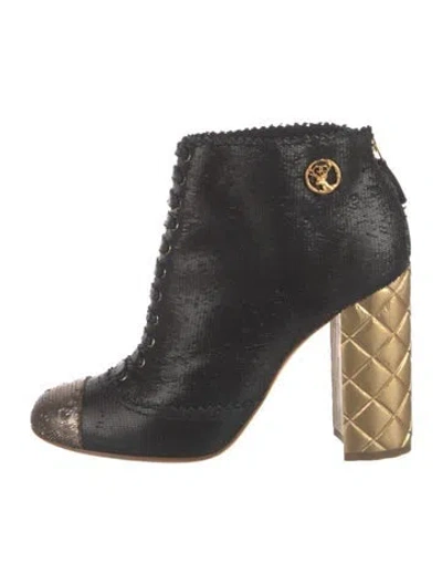 Pre-owned Chanel 2015 Paris-salzburg Lace-up Boots In Black