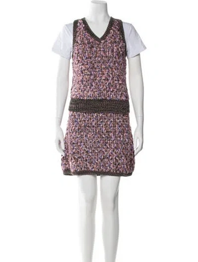 Pre-owned Chanel 2015 Patterned Skirt Set In Purple