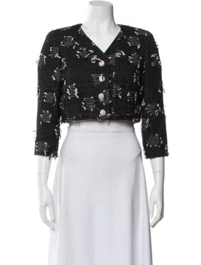 Pre-owned Chanel 2015 Printed Evening Jacket In Black