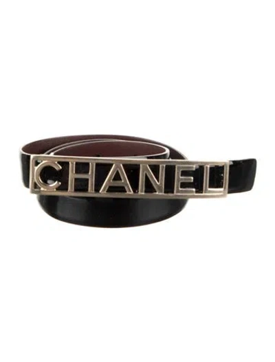 Pre-owned Chanel 2015 Reversible Waist Belt In Black/burgundy