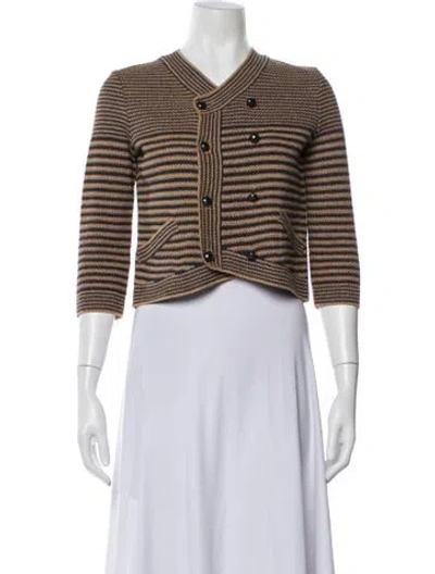 Pre-owned Chanel 2015 Striped Jacket In Neutral
