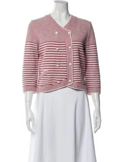 Pre-owned Chanel 2015 Striped Sweater In Red