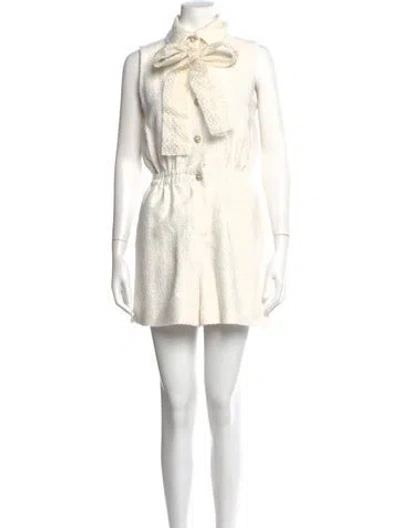Pre-owned Chanel 2015 Tie Neck Romper In White