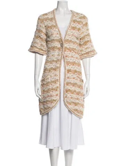Pre-owned Chanel 2015 Tweed Pattern Coat In Brown