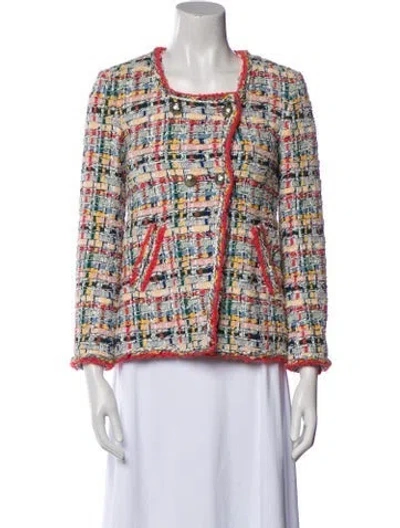 Pre-owned Chanel 2015 Tweed Pattern Jacket In White