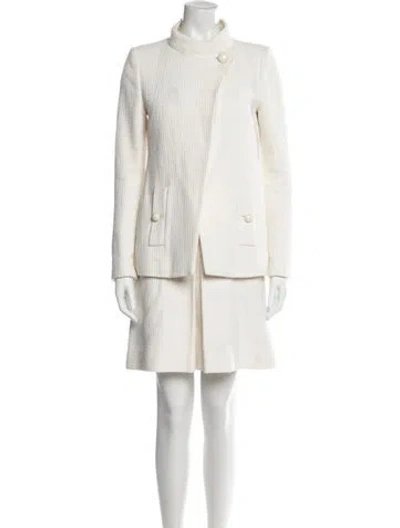 Pre-owned Chanel 2015 Tweed Pattern Skirt Suit In Neutral