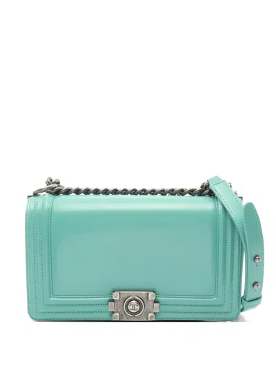 Pre-owned Chanel 2015–2016 Boy Chain Shoulder Bag In Green