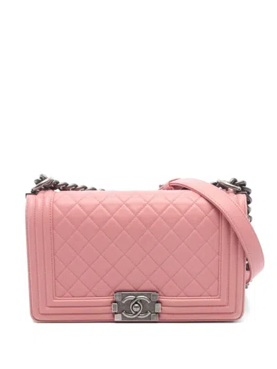 Pre-owned Chanel 2015-2016 Boy  Chain Shoulder Bag In Pink