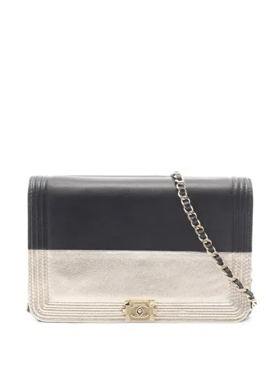 Pre-owned Chanel 2015-2016 Boy  Chain Wallet In Black