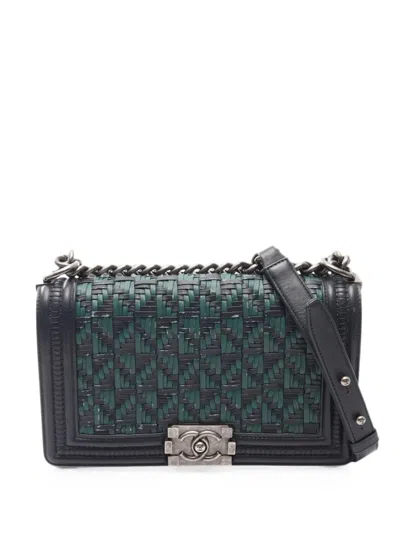 Chanel 2015-2016 Boy  Knitting Shoulder Bag In Blue