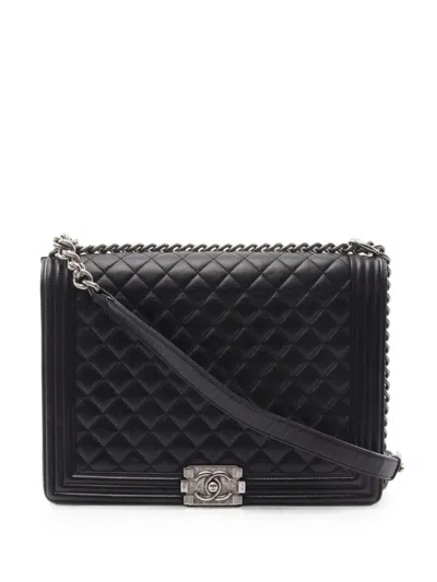 Pre-owned Chanel 2015-2016 Boy Quilted Shoulder Bag In Black