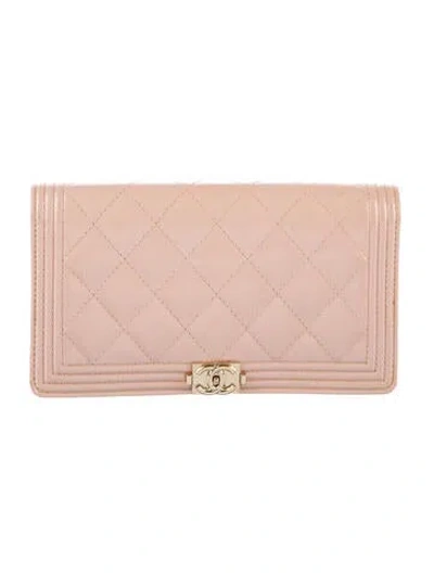 Pre-owned Chanel 2015-2016 Boy Yen Wallet In Pink