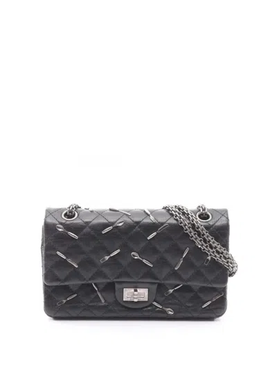 Pre-owned Chanel 2015-2016 Brasserie Charms Reissue 225 Flap Bag Shoulder Bag In Black