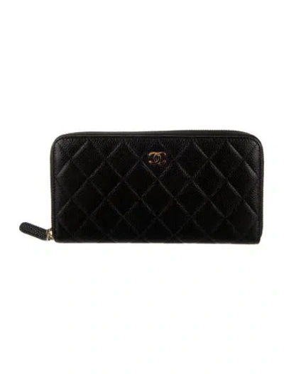 Pre-owned Chanel 2015-2016 Continental Continental Wallet In Black