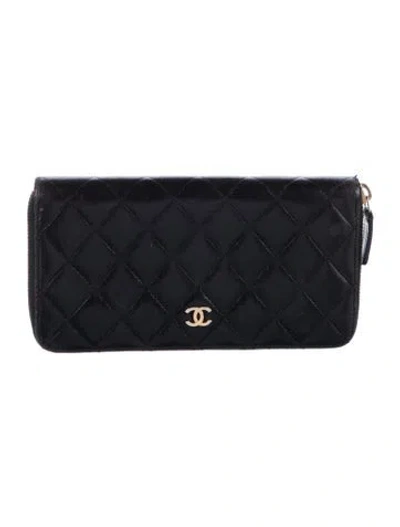 Pre-owned Chanel 2015-2016 Continental Wallet In Black