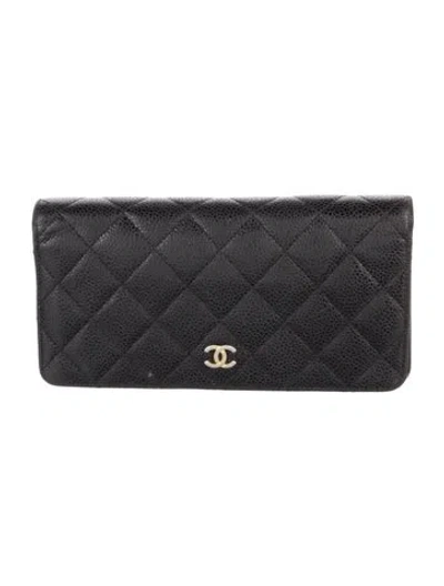 Pre-owned Chanel 2015-2016 Interlocking Cc Logo Bifold Wallet In Black