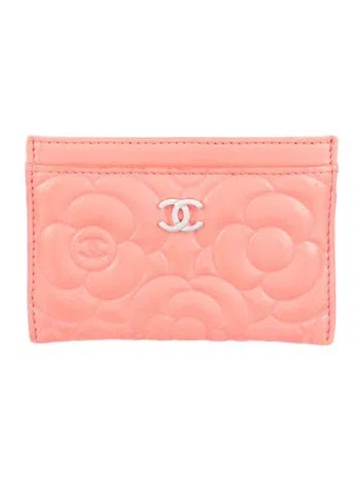 Pre-owned Chanel 2015-2016 Interlocking Cc Logo Card Holder In Pink