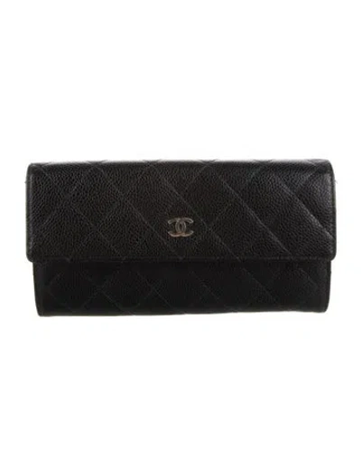 Pre-owned Chanel 2015-2016 Interlocking Cc Logo Continental Wallet In Black
