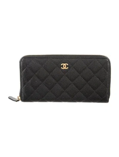 Pre-owned Chanel 2015-2016 Interlocking Cc Logo Continental Wallet In Black