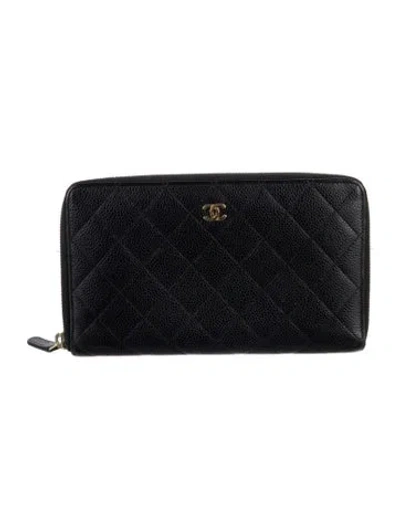 Pre-owned Chanel 2015-2016 Interlocking Cc Logo Wallet In Black
