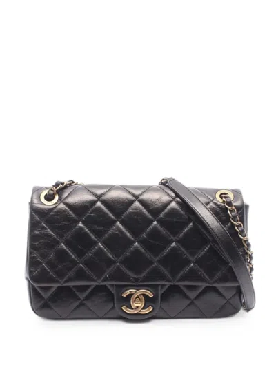 Pre-owned Chanel 2015-2016 Matelassé Single Flap Shoulder Bag In Black