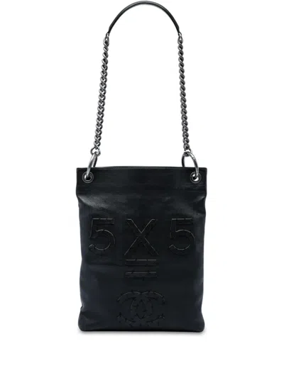 Pre-owned Chanel 2015-2016 Oser Sans Poser Cc Calfskin Messenger Bag Satchel In Black