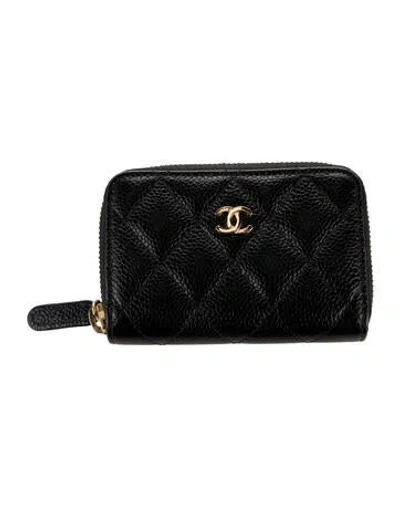 Pre-owned Chanel 2015-2016 O-zip Coin Purse Coin Pouch In Black