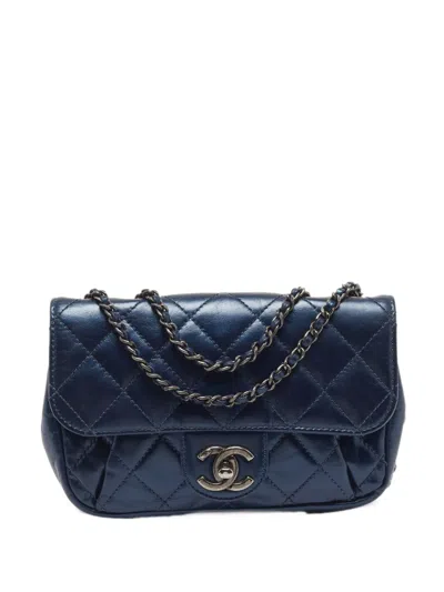 Pre-owned Chanel 2015-2016 Pleats Quilted Shoulder Bag In Blue