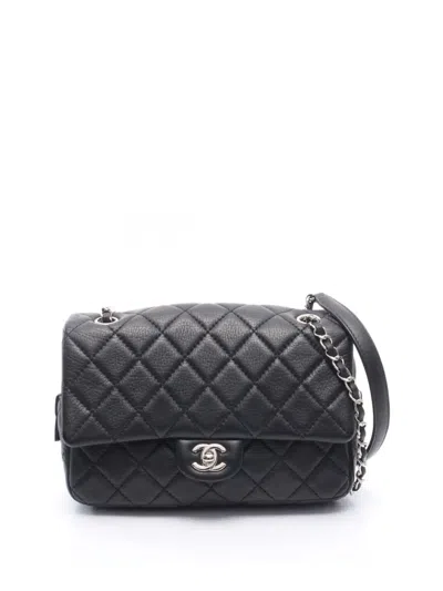 Pre-owned Chanel 2015-2016 Quilted Leather Rectangle Bag Shoulder Bag In Black