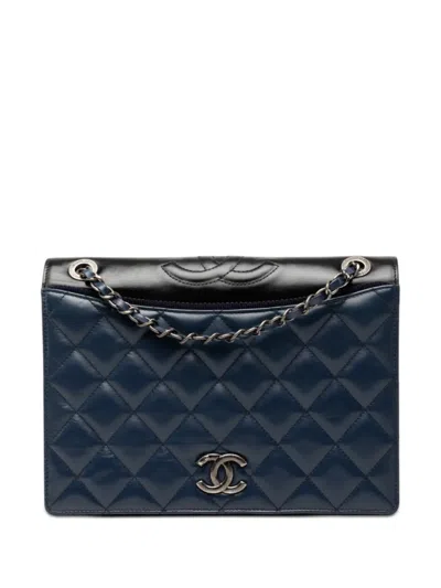 Pre-owned Chanel 2015-2016 Small Quilted Calfskin Ballerine Flap Crossbody Bag In Blue