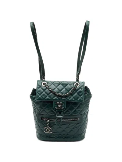 Pre-owned Chanel 2015-2016 Small Urban Spirit Quilted Backpack In Green