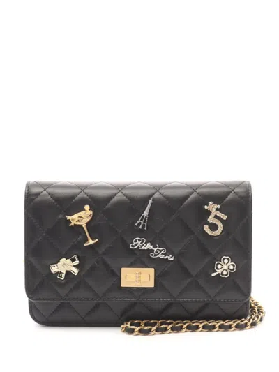 Pre-owned Chanel 2016-2017 2.55 Matelassé Crossbody Bag In Black