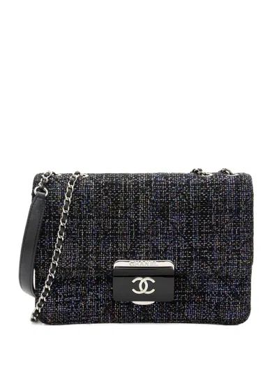 Pre-owned Chanel 2016-2017 Beauty Lock Flap Tweed Shoulder Bag In Black