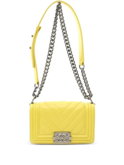 Pre-owned Chanel 2016-2017 Boy Shoulder Bag In Yellow