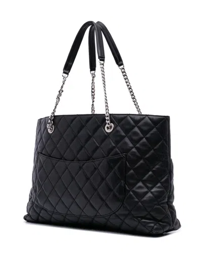 Pre-owned Chanel 2016-2017 Cc Quilted Lambskin Urban Delight Tote Bag In Black