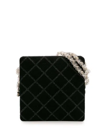 Pre-owned Chanel 2016-2017 Cc Tweed Chain Fantasy Crossbody Bag In Black