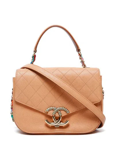 Pre-owned Chanel 2016-2017 Cc Two-way Handbag In Orange