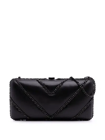 Pre-owned Chanel 2016-2017 Chevron Lambskin Chain Around Clutch On Chain Shoulder Bag In Black