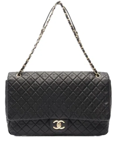Pre-owned Chanel 2016-2017 Classic Flap Jumbo Shoulder Bag In Black