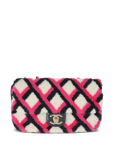 Pre-owned Chanel 2016-2017 Classic Flap Shearling Shoulder Bag In Pink