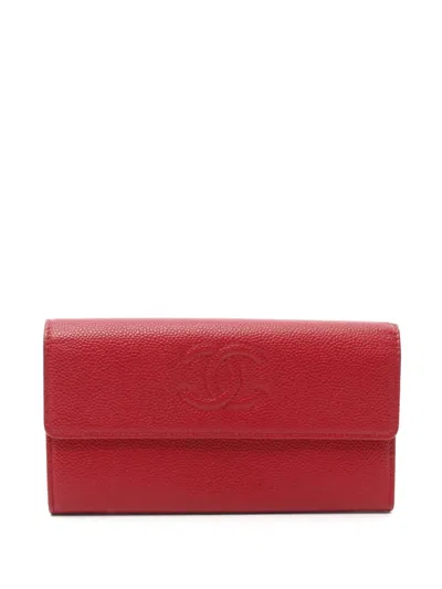 Pre-owned Chanel 2016-2017 Coco Mark Bi-fold Wallet In Red