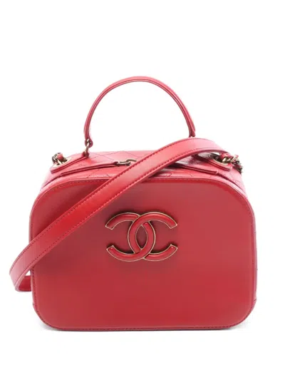 Pre-owned Chanel 2016-2017 Coco Mark Leather Cross Body Bag In Red