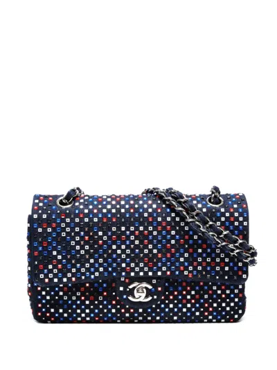 Pre-owned Chanel 2016-2017 Crystal Flap Shoulder Bag In Blue