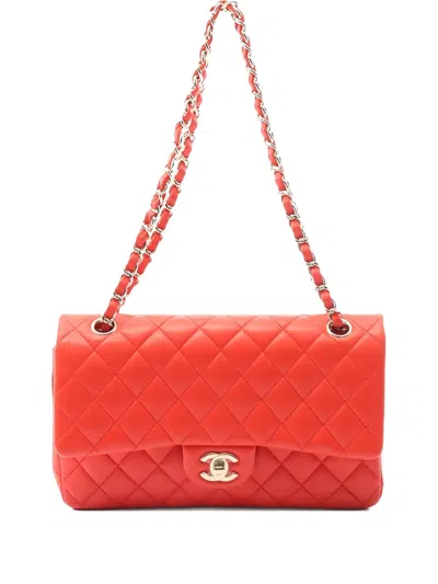Pre-owned Chanel 2016-2017 Double Flap Matelasse Chain Shoulder Bag In Orange