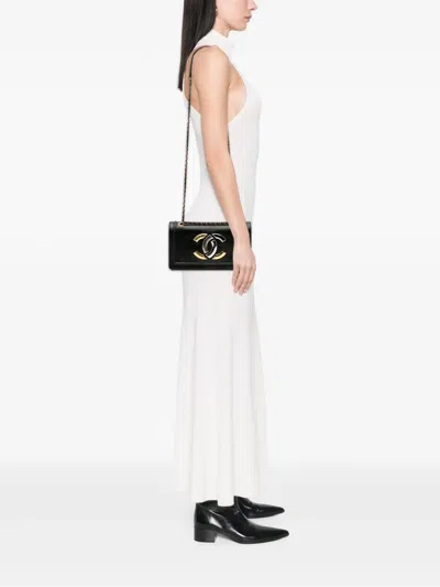 Pre-owned Chanel 2016-2017 Lambskin Cc Antico Flap Crossbody Bag In Black