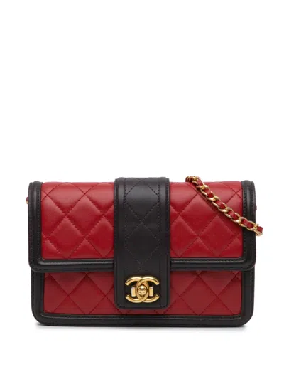 Pre-owned Chanel 2016-2017 Lambskin Elegant Cc Wallet On Chain Crossbody Bag In Purple