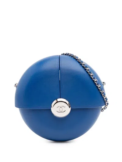 Pre-owned Chanel 2016-2017 Lambskin Evening In The Air Crossbody Bag In Blue